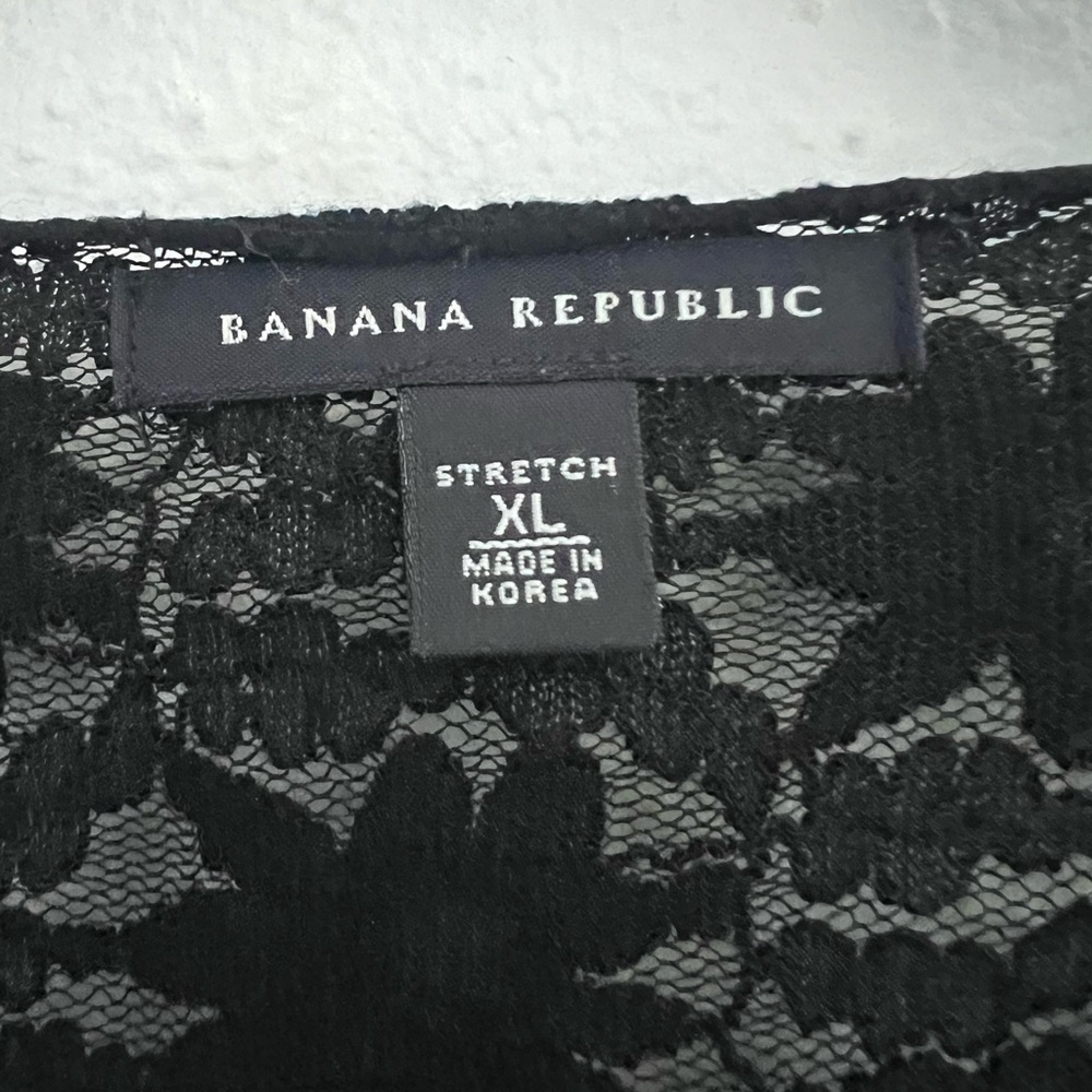 Banana Republic Black Plus Size Lace Sheer Top Size X Large - Picture 2 of 4